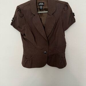 Royalty For Me Brown Tailored Blazer with Notched Lapels